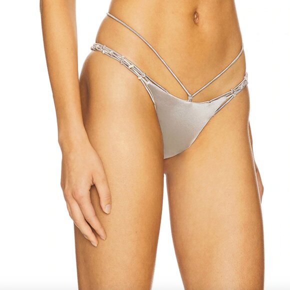 NEW ISA BOULDER Weather Bikini Bottom in Silver Slate Grey Cheeky String - Picture 2 of 3